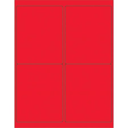 Box Partners Box Partners LL181RD 4 x 5 in. Fluorescent Red Rectangle Laser Labels - Pack of 400 LL181RD
